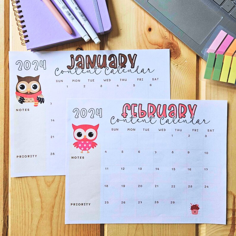 Printable 2024 Content Calendar January to December 2024 Content