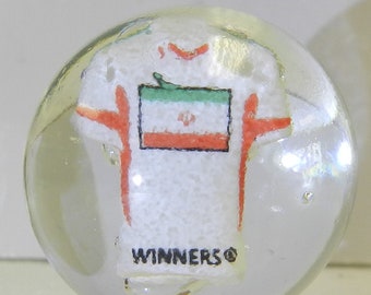 Iran Soccer or Football Jersey Contemporary Sulphide Marble 1.35 Inches Winners Brazil 2014 World Cup