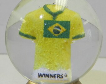 Brazil Soccer or Football Jersey Contemporary Sulphide Marble 1.36 Inches Winners Brazil 2014 World Cup