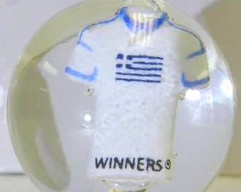 Greece Soccer or Football Jersey Contemporary Sulphide Marble 1.35 Inches Winners Brazil 2014 World Cup