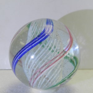 Huge 1.77 Inches Vintage German Handmade Latticino Swirl Marble