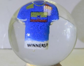 Ecuador Soccer or Football Jersey Contemporary Sulphide Marble 1.35 Inches Winners Brazil 2014 World Cup