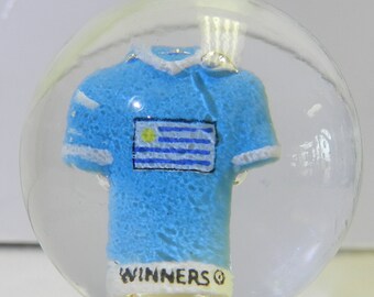 Uruguay Soccer or Football Jersey Contemporary Sulphide Marble 1.35 Inches Winners Brazil 2014 World Cup