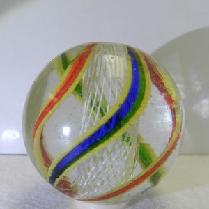 Huge 1.73 Inches Vintage German Handmade Latticino Swirl Marble