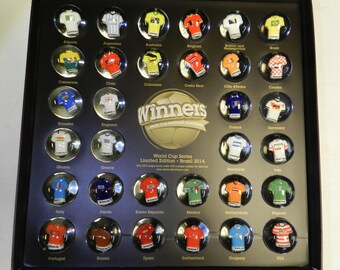2014 World Cup Complete 32 Sulphide Soccer Football Jersey Marble Set 1.35 Inches