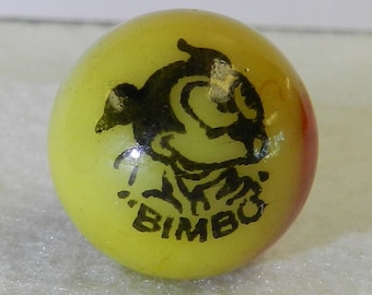 Original Vintage Peltier Glass Bimbo Comic Picture Marble .69 Inches *Mint*