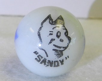 Original Vintage Peltier Glass Comic Picture Marble Sandy .66 Inches *Mint*