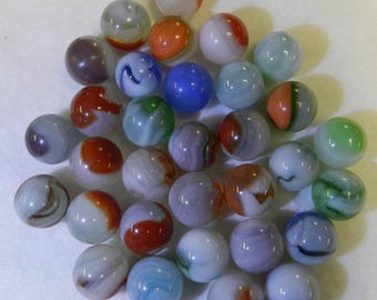 Vintage Group or Bulk Lot of 30 Vitro Agate Marbles .58 to .63 Inches