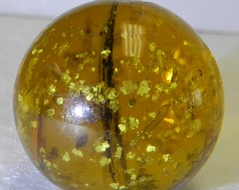 Vintage German Handmade Yellow Mica Shooter Marble .85 Inches