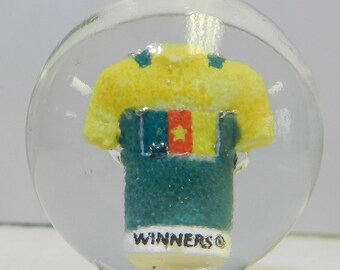 Cameroon Soccer or Football Jersey Contemporary Sulphide Marble 1.35 Inches Winners Brazil 2014 World Cup