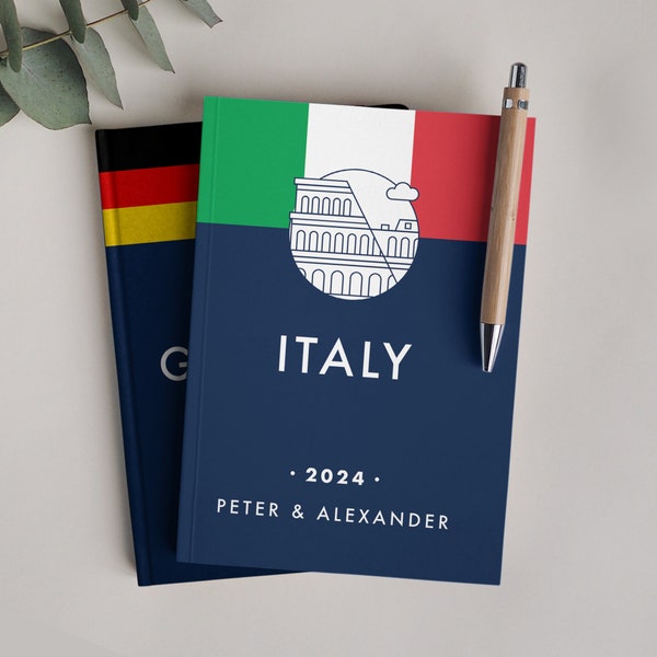 Travel Journal Italy, Rome, Tuscany. 150 lined pages to document and scrapbook your travels. Minimal travel diary. Vacation notebook