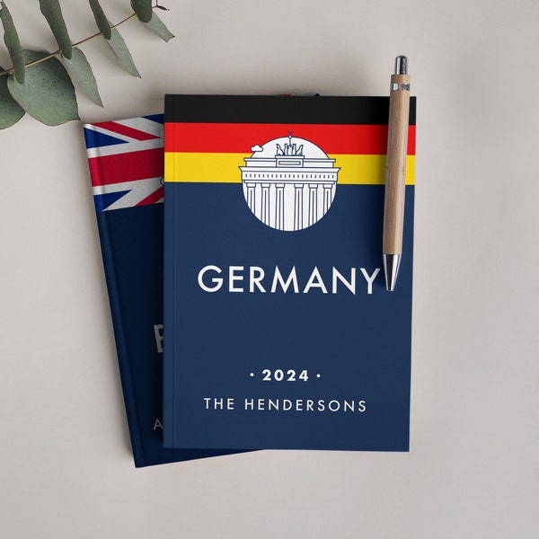 Travel Journal Germany. 150 lined pages to document and scrapbook your travels. Minimal travel diary. Vacation notebook. Honeymoon gift