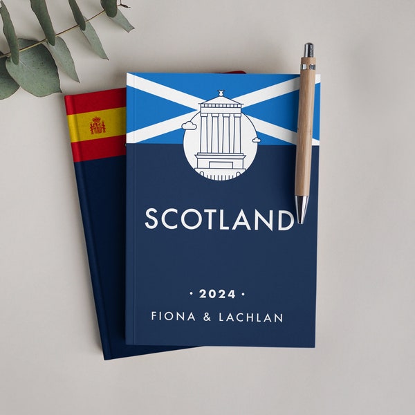 Travel Journal Scotland or Edinburgh. 150 lined pages to document and scrapbook your travels. Minimal travel diary. Vacation notebook