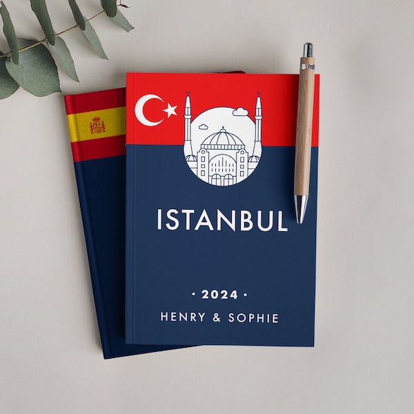 Travel Journal Istanbul or Turkey. 150 lined pages to document and scrapbook your travels. Minimal travel diary. Vacation notebook