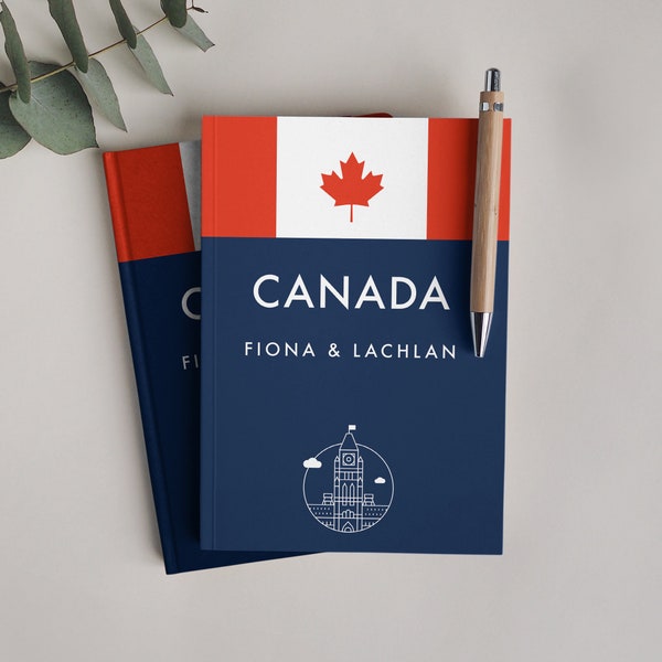 Travel Journal Canada or Ottawa. 150 lined pages to document and scrapbook your travels. Minimal travel diary for Canada