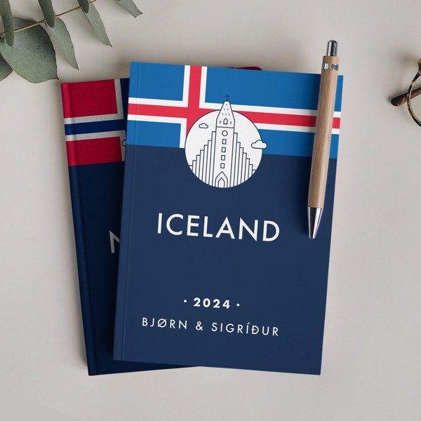 Travel Journal Iceland. 150 lined pages to document and scrapbook your travels. Minimal travel diary. Vacation notebook. Honeymoon gift
