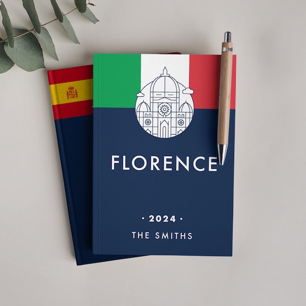 Travel Journal Florence or Italy. 150 lined pages to document and scrapbook your travels. Minimal travel diary. Vacation notebook