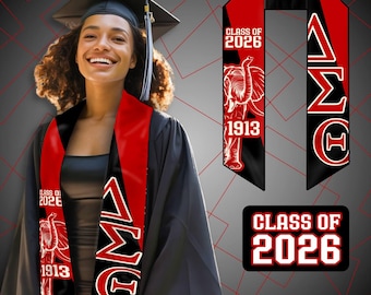 Class of 2026 diva afstudeerstola's, sjerp olifant studentenvereniging, karmozijnrood en crème, 72 x 6 teryleen, dubbelzijdig, lichtbestendig afstudeercadeau