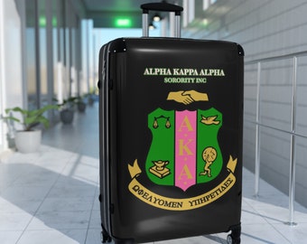 Stylish Alpha Kappa Alpha Sorority Suitcase - AKA Pink and Green with Adjustable Handle for Carefree Traveling and Safety Lock