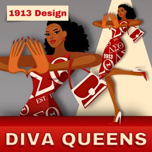 Elegante Diva Rote Sorority Schwester PNG - Modische Schwarze Mädchen Clipart - Crimson & Cream 1913 Design - HBCU Digitale Kunst für Schöpfer