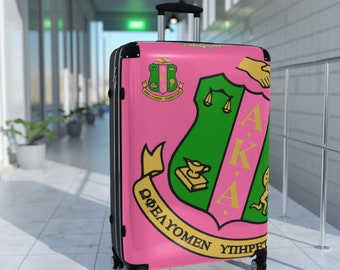Stylish Alpha Kappa Alpha Sorority Suitcase - AKA Pink and Green with Adjustable Handle for Carefree Traveling and Safety Lock