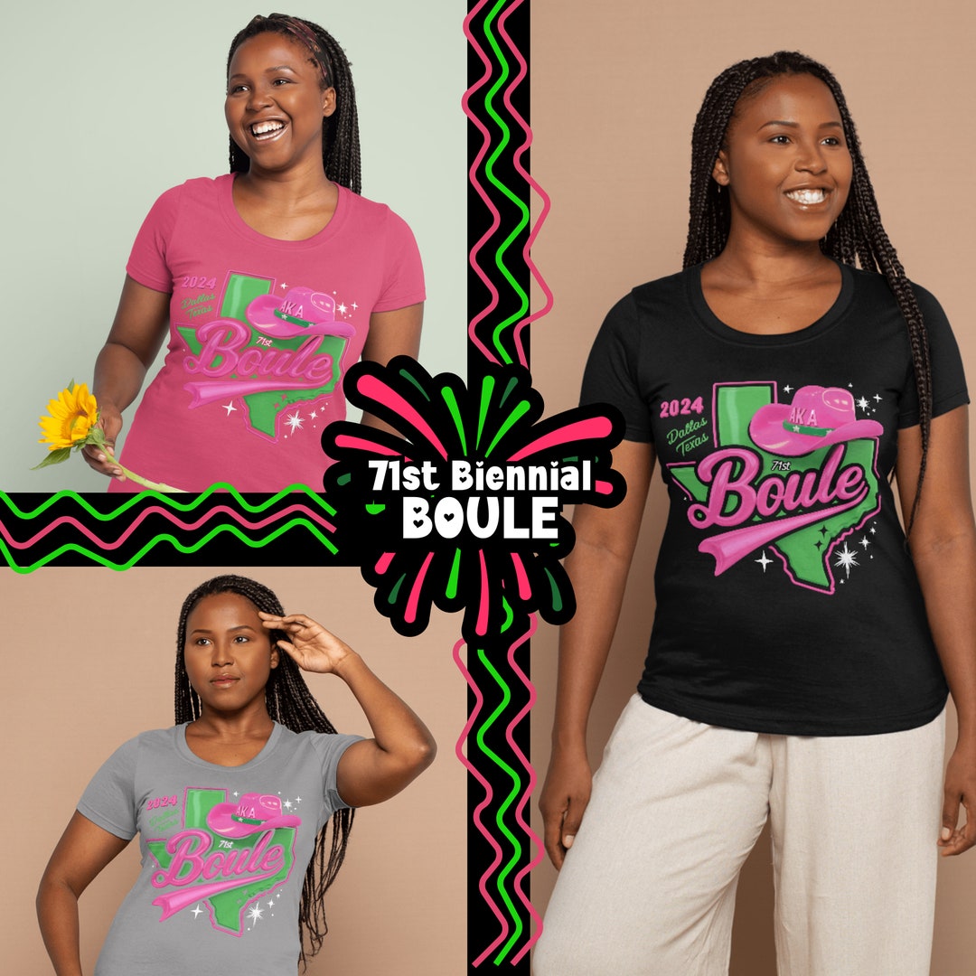 Dallas Texas AKA Boule 2024 Sorority Tshirt Green Pink Convention Tee