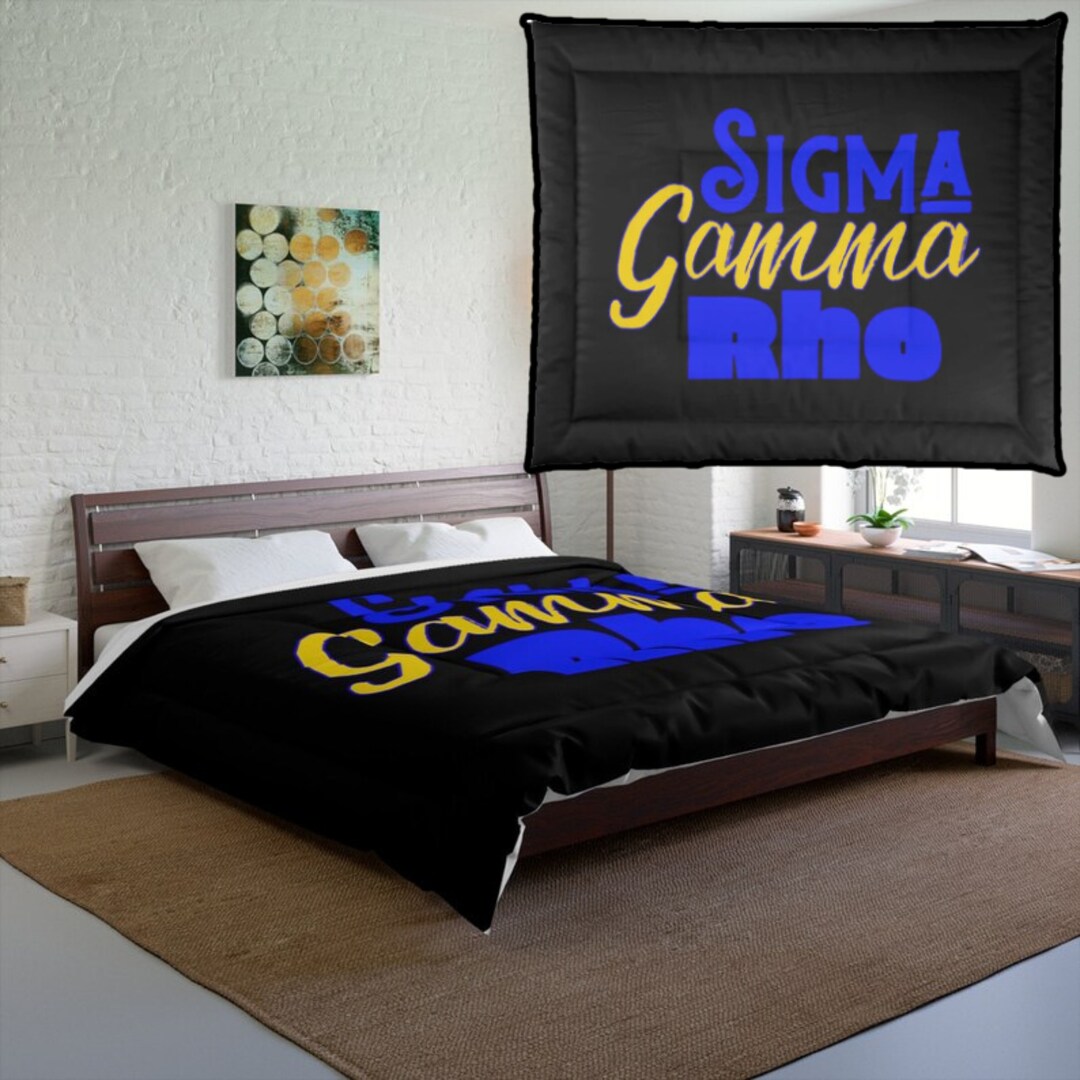 Sgrho Cozy Comforter Greek Letters for Black Sorority, Blue & Gold 1922
