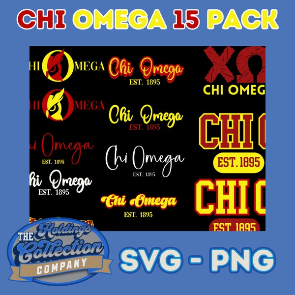 Chi Omega Sorority  PNG JPG 15 Files - ChiO Greek Letters, Graphic Digital Instant Downloads - Original Design for Merch Creators