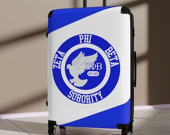 Unique Zeta Phi Beta Sorority Suitcase -  Soror Travel Gift with Round Greek Letters & Dove Theme including 1920 Establish Date