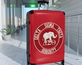 Roter Delta Sigma Theta Sorority-Reisekoffer – rundes Logo mit griechischen Buchstaben, 1913 und Elefanten-Design – perfektes Geschenk für Schwestern