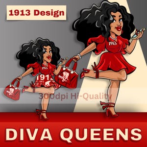 2 Schwestern der roten Diva Sorority in den Miniröcken Grafiken - Purpur und Creme 1913 Bilder - griechischer Buchstabe digitales Produkt - ursprüngliches Clipart-Design