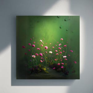 Small Wildflowers Field Stretched Canvas, Cottagecore Floral Wall Art, Modern Farmhouse Decor, Botanical Flowers, Vintage Art Print