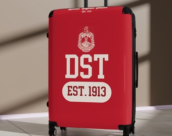 Delta Sigma Theta Sorority Travel Suitcase - Stylish 1913 Sorority Gear, Greek Letters, 360 degree Wheels, Safety Lock, Gift for Sorors