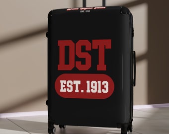 Delta Sigma Theta Sorority Travel Suitcase - Stylish 1913 Sorority Gear, Greek Letters, 360 degree Wheels, Safety Lock, Gift for Sorors