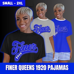 Conjunto de pijama con temática Finer Blue 1920: ropa de estar por casa de hermandad y ropa de dormir con letras griegas: regalo de HBCU con pantalones cortos a rayas y diseño de paloma