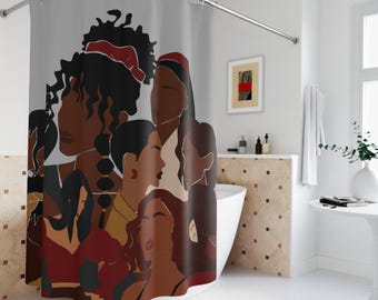 Afrocentric Women of Color Shower Curtain: Black Girl Magic Bathroom Decor