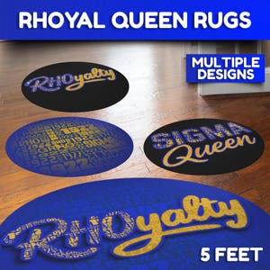 Alfombra de hermandad: letras griegas azules, diseño de 1922 - 1,5 m de diámetro