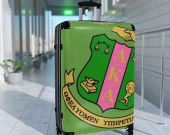 Stilvoller AKA Sorority Koffer - AKA Pink und Grün mit verstellbarem Griff für unbeschwertes Reisen und Sicherheitsschloss