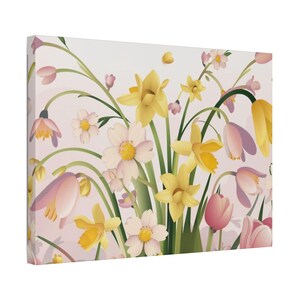 Wildflower Stretched Canvas, Cottagecore Floral Wall Art, Modern Farmhouse Decor, Botanical Flowers, Vintage Art Print