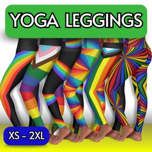 Pride High Waisted Yoga Leggings - Colorful Activewear - LGBTQ+ Workout Pants - Comfortable Fitness Tights for Pride Celebrations