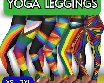 Pride High Waisted Yoga Leggings - Colorful Activewear - LGBTQ+ Workout Pants - Comfortable Fitness Tights for Pride Celebrations