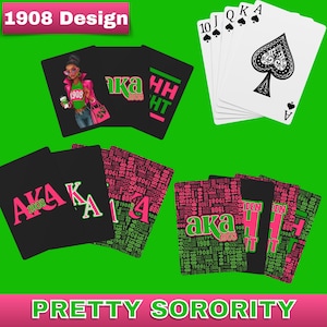 Cartas de Baralho Pretty Sorority - Presentes Rosa e Verde para Jogadores - Parafernália Grega - Lembrancinhas para Festas de Irmandade e Presentes Únicos para Irmandades