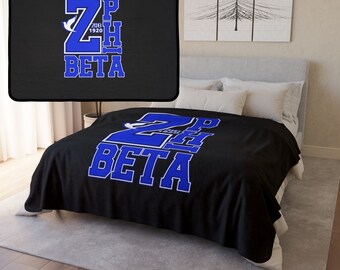 Zeta Soft Fleece Blanket with Dove,  Blue & White 1920 Decor, Zeta Greek Letters Sorority Gift