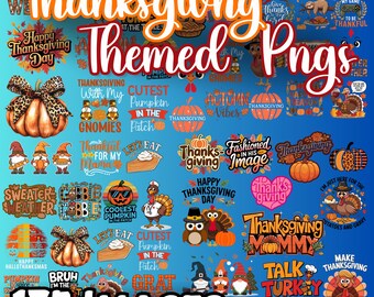 180 Thanksgiving Fall Png and Jpg Bundle Designs - Coquette Bow, Retro Pumpkin Spice, Funny and Autumn Color Themed Trendy Sublimations