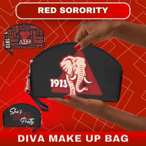 Bolsas de maquillaje de hermandad "She's Diva Pretty" - Neceser personalizado - Regalo de viaje con letras griegas para ella - Artículos esenciales de belleza - Múltiples diseños