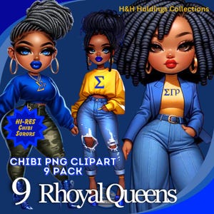 Paquete de 9 PNG de hermandad de mujeres Rhoyal Blue Sisterhood: letras griegas de caniches azules y dorados, descarga digital gráfica: diseños originales para creadores