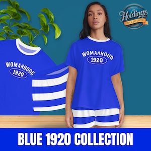 Conjunto de pijama con temática azul de los años 20, ropa de estar por casa de hermandad, regalo ideal para HBCU, conjunto de dormir para mujer, pantalones cortos hasta el trasero, letra griega, diseño de paloma, pijama azul