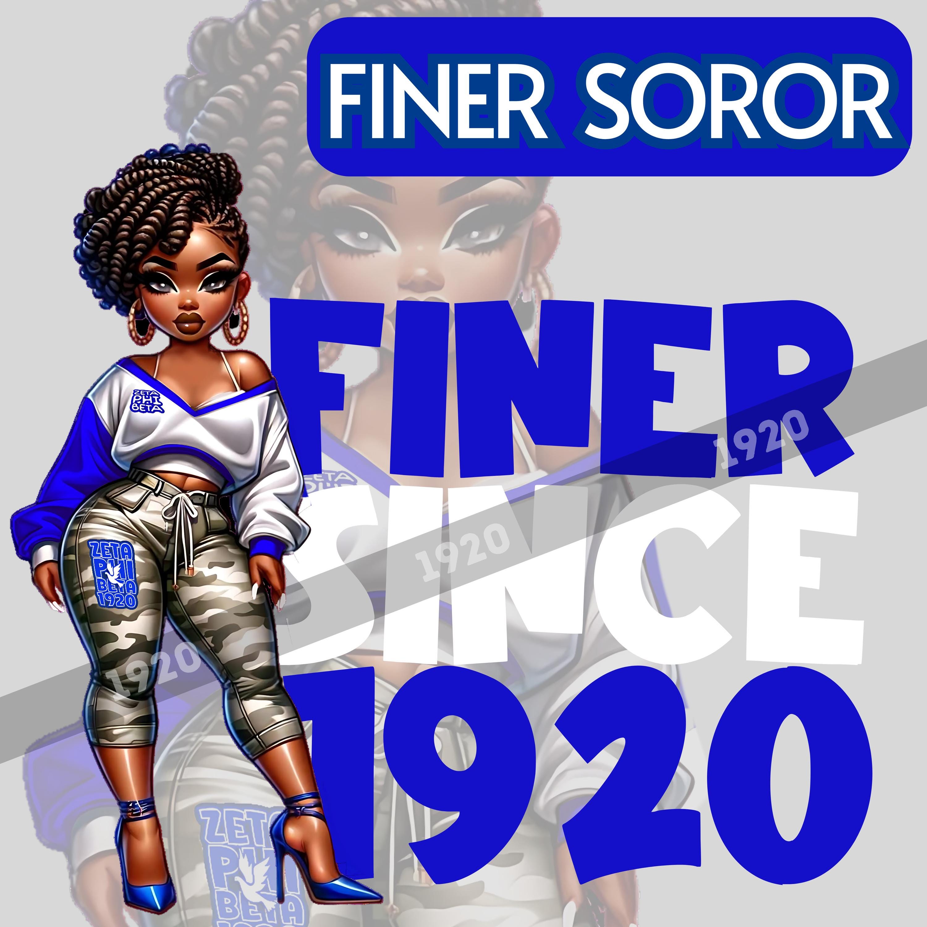 Finer Blue Sorority Chibi & 1920 Clipart – Original Black Girl Chibi Soror PNG Design for Merch Creators and Collectors