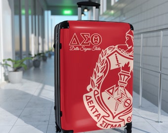 Delta Sorority Travel Suitcase - Stylish 1913 Sorority Gear, Greek Letters, 360 degree Wheels, Safety Lock, Gift for Sorors