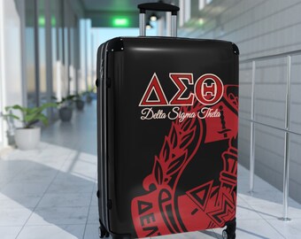 Delta Sigma Theta Sorority Travel Suitcase - Stylish 1913 Sorority Gear, Greek Letters, 360 degree Wheels, Safety Lock, Gift for Sorors